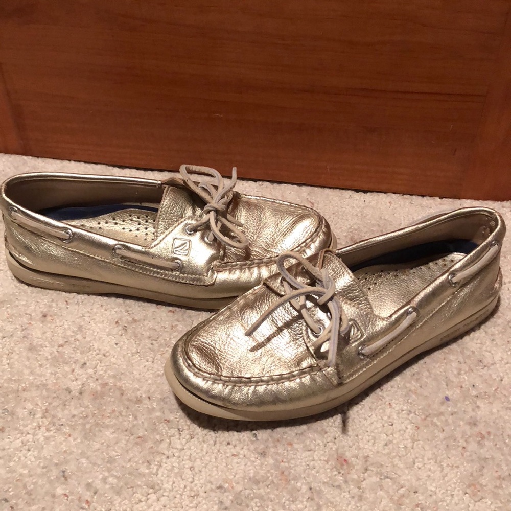 Gold Sperry Boat shoes
